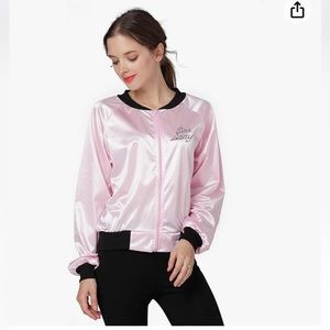 50's Party Costume Women Pink Jacket Adult Outfit Fancy Dress with Scarf